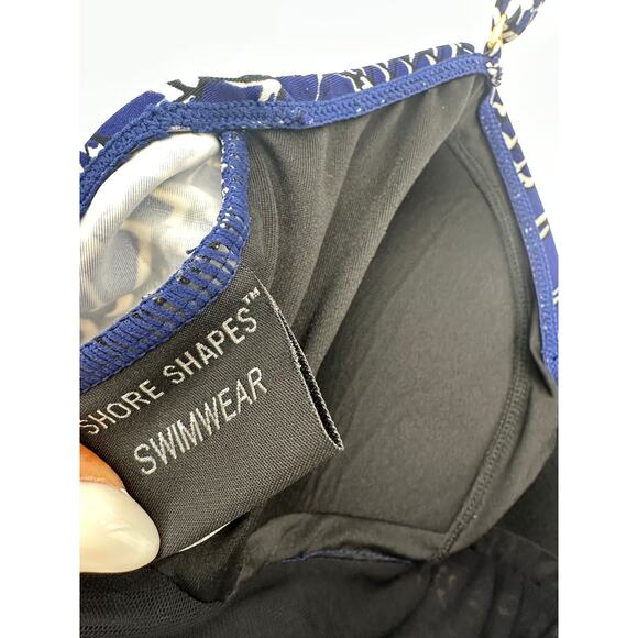 Shore Shapes Swimwear One Piece Bathing Suit Women 14 Blue Printed Skirt Cinch - Picture 7 of 8